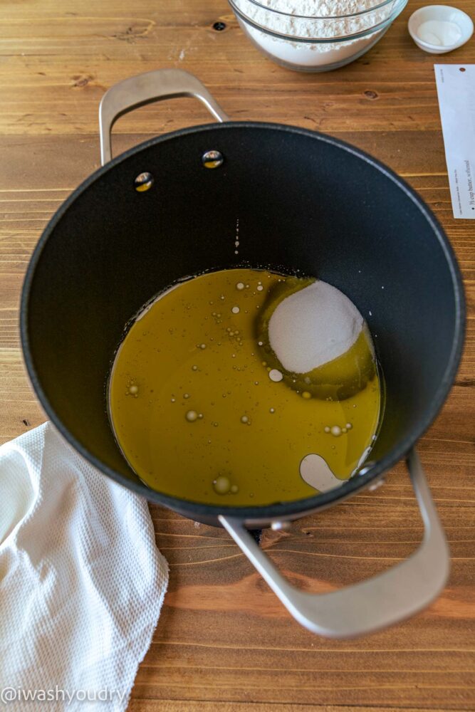 boiling milk mixture in large pot.