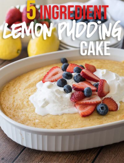 Need a quick dessert? This 5 ingredient Lemon Pudding Cake is where it's at! So easy and perfectly delicious!