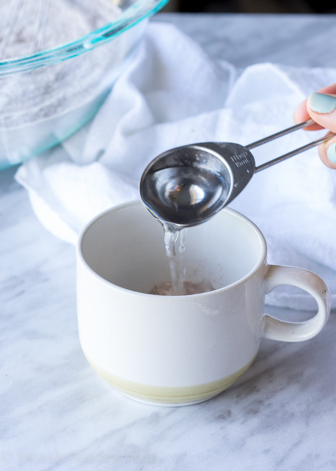 This 3 ingredient Chocolate Molten Lava Mug Cake is ridiculously easy and so perfect for a quick dessert! 