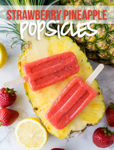 These Strawberry Pineapple Popsicles are SO EASY! Simple ingredients and so refreshing!