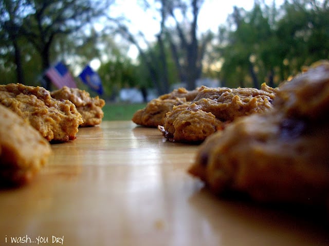 Cookies on a table outside. 