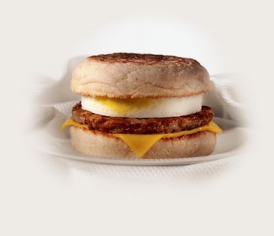 A display of a McDonalds English Muffin Sandwich.