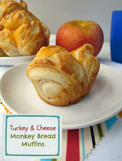 A Turkey & Cheese Monkey Bread displayed on a plate