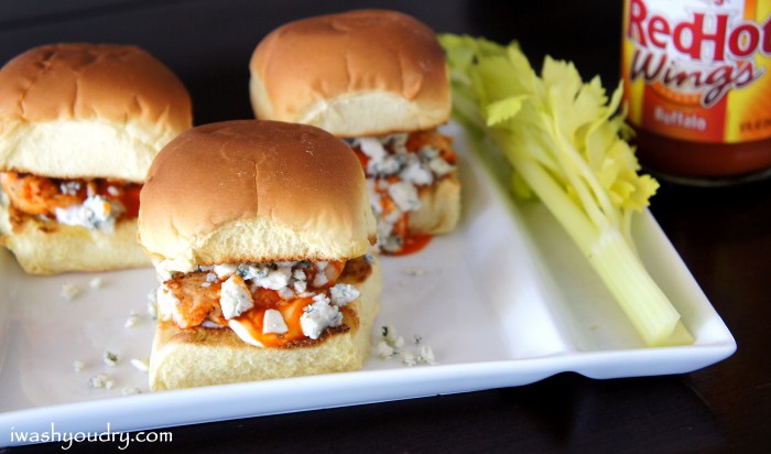 Buffalo Chicken and Blue Cheese Sliders on a plate