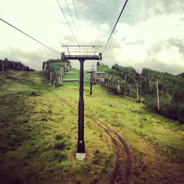 A ski lift on the way up the mountain to the Alpine Slide