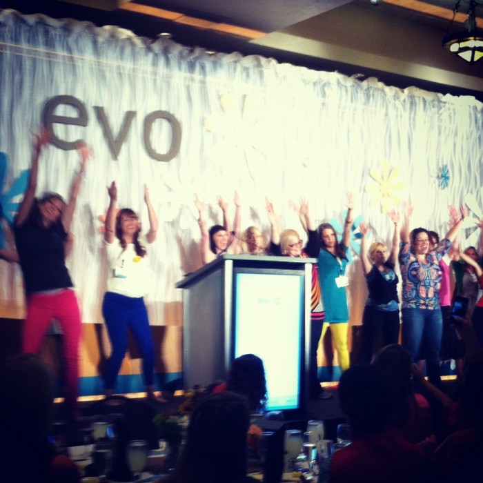 A group of woman on a stag at EVO Conference in Salt Lake City