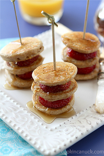 Three Pancake Skewers on a plate