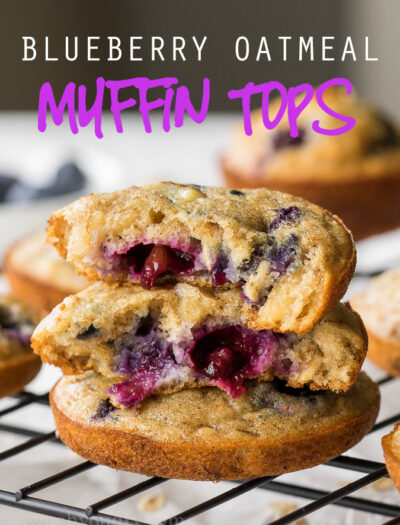 These Blueberry Walnut Oatmeal Muffin Tops are perfect for an easy grab and go breakfast on busy school mornings! My kids love these!