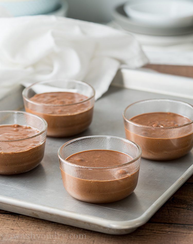 Separate your Chocolate Lava Cake batter into ramekins or muffin pan that's been sprayed with non-stick spray.