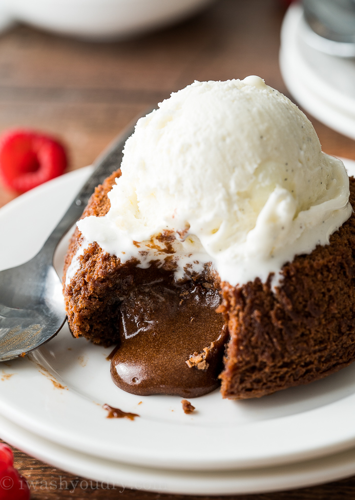 Super easy Chocolate Lava Cakes are perfect for Valentine's Day or any other romantic dinner party!