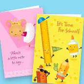 A display of two greeting cards