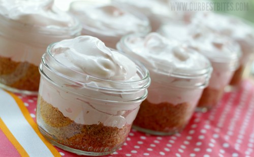 Frozen Lemonade Pie in small mason jars