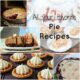 A grid of pictures with a variety of pie and a title, 