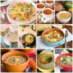 A grid of nine pictures with different soups titled " Soup for the Soul"