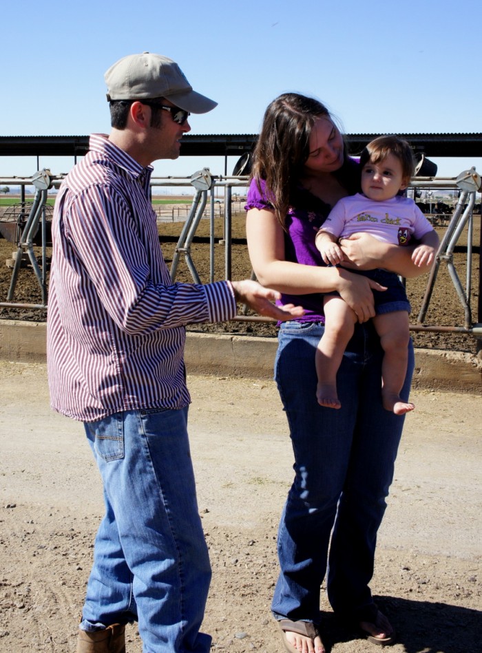 Wes Kerr and his wife and daughter at Kerr Dairy Farm in Arizona