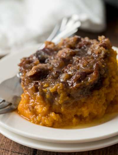 OMG! This Crock Pot Sweet Potato Casserole was SO EASY to make and everyone raved about how delicious it was!