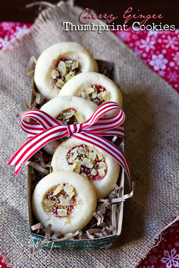 A display of Cherry Ginger Thumbprint Cookies