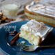 A piece of Eggnog Poke Cake on a plate