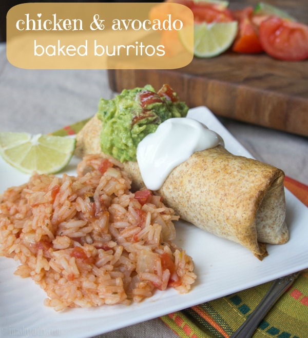 Chicken and Avocado Baked Burritos