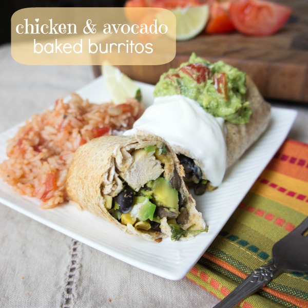 Chicken and Avocado Baked Burritos