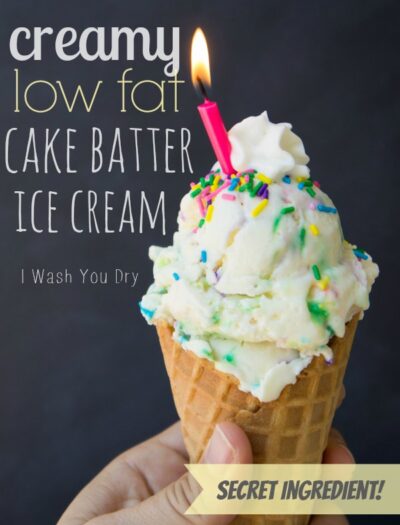 Creamy {Low Fat} Cake Batter Ice Cream with a secret ingredient!