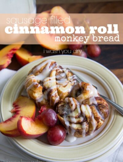 Sausage Filled Cinnamon Roll Monkey Bread