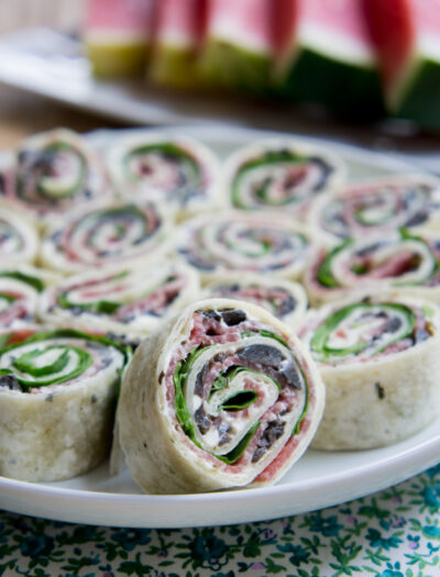 Salami, Olive and Cream Cheese Pinwheels