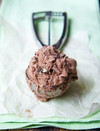 Chocolate Mint Ice Cream {eggless}