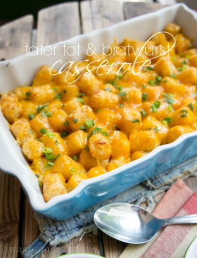 Cheesy Tater Tot & Bratwurst Casserole