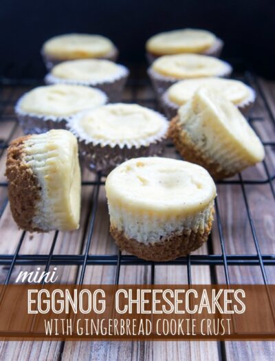 Mini Eggnog Cheesecakes with Gingerbread Cookie Crust