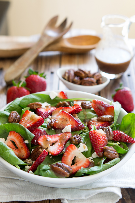 Strawberry Spinach Salad with Candied Pecans