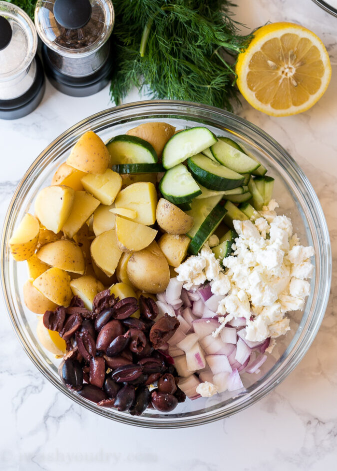 Forget the classic potato salad recipe, this Greek Potato Salad is where it's at! Loads of fresh flavor packed into each bite!