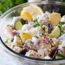 This Creamy Greek Potato Salad is a deliciously bright and fresh twist to a classic potato salad recipe!