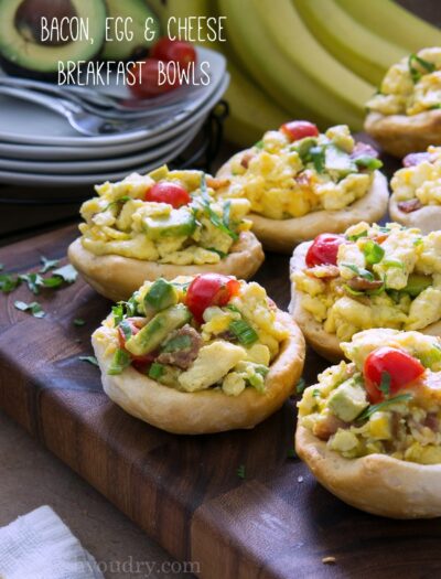 Bacon Egg and Cheese Breakfast Bread Bowls!