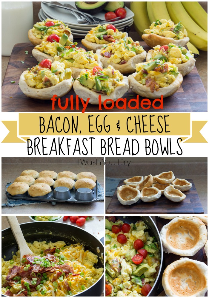 Bacon Egg and Cheese Breakfast Bread Bowls