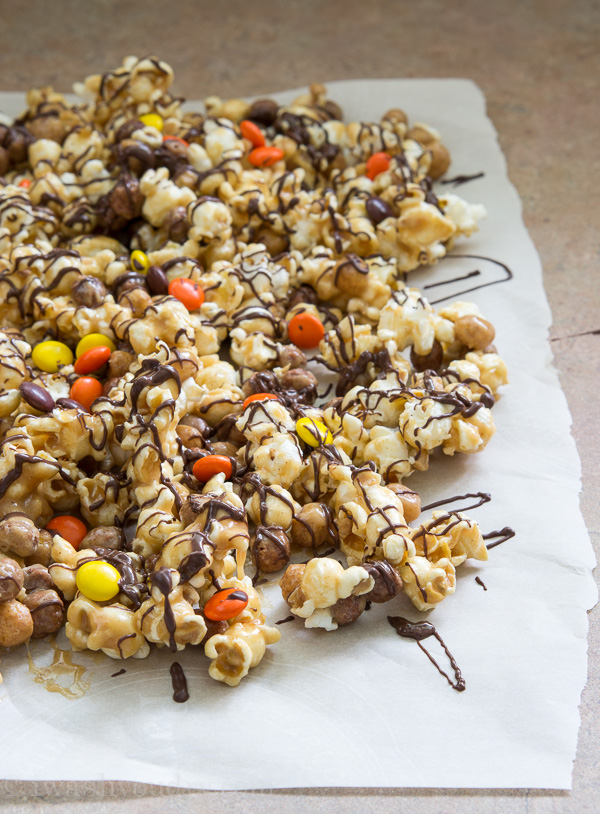 Peanut Butter and Chocolate Popcorn Crunch Mix