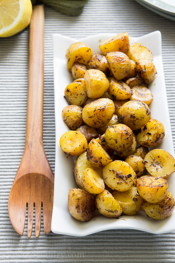 10 minute Pan Roasted Lemon Potatoes with Dill