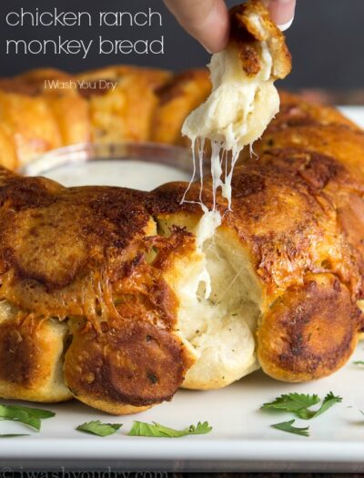 Cheesy Chicken Ranch Monkey Bread … with bacon!! Of course!