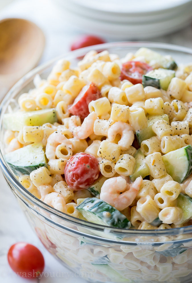 This Shrimp Pasta Salad is beyond delicious! So easy to make and the family LOVES it!