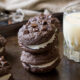 Double Chocolate Chip cookies with an Eggnog Buttercream Frosting in between!