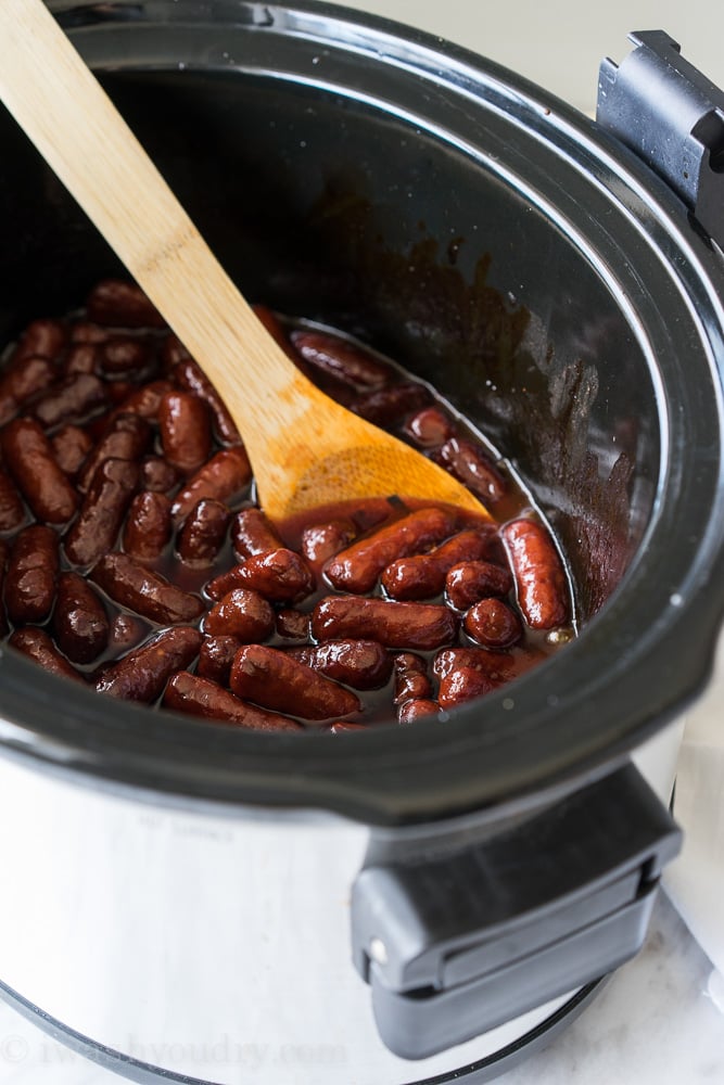 Slow Cooker Raspberry Chipotle Litl Smokies