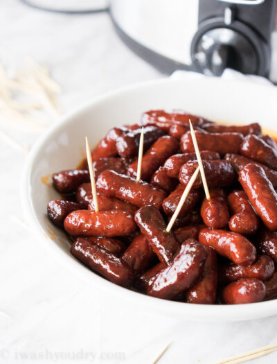 Slow Cooker Raspberry Chipotle Litl Smokies