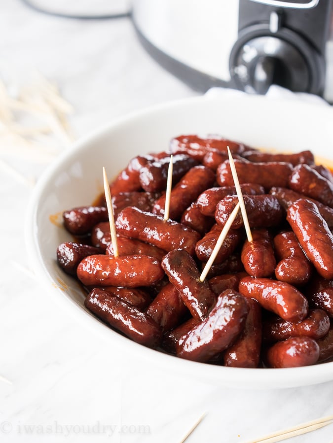 Slow Cooker Raspberry Chipotle Litl Smokies