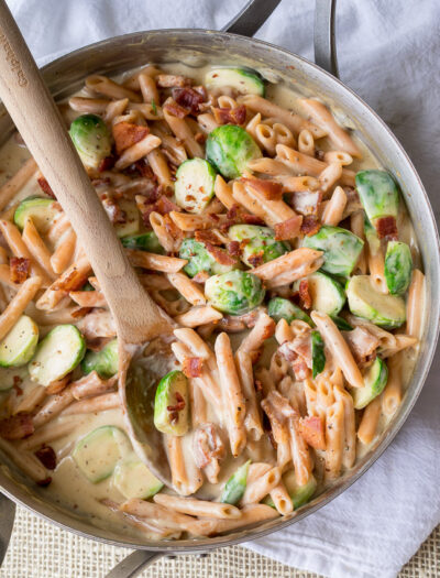 Creamy Red Lentil Penne Skillet