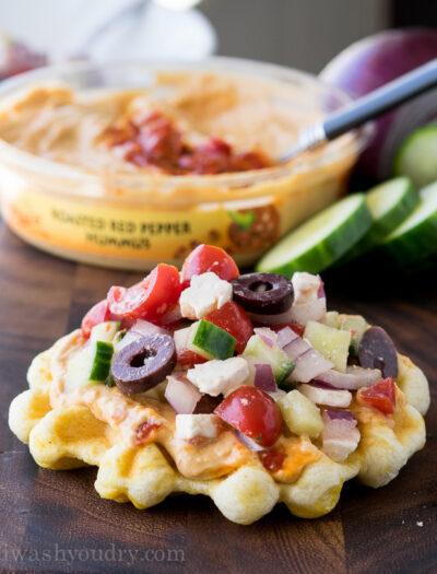 Savory Hummus Waffle Pizza