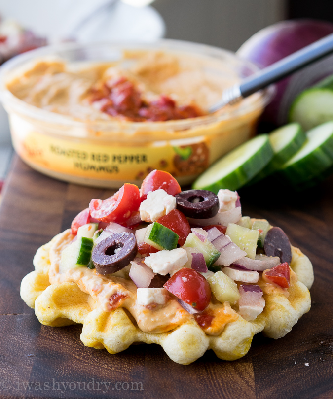 Savory Hummus Waffle Pizza