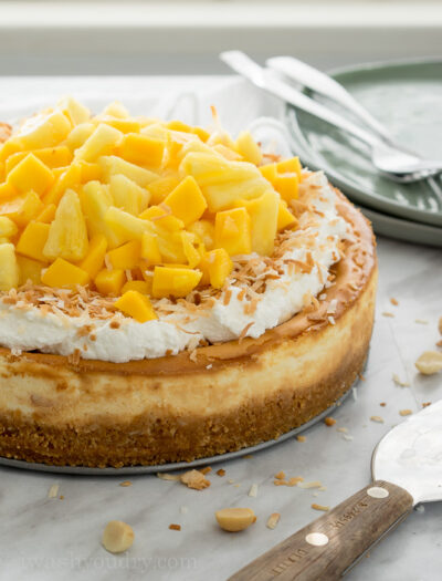 Coconut Cheesecake with Pineapple and Mango