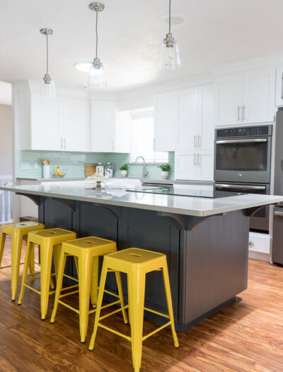 Secret Cabinet Storage under island for extra kitchen items you don't use daily!