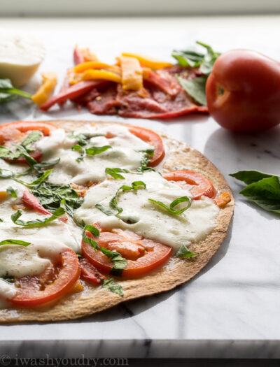 Cheesy Red Pepper Tortilla Pizza