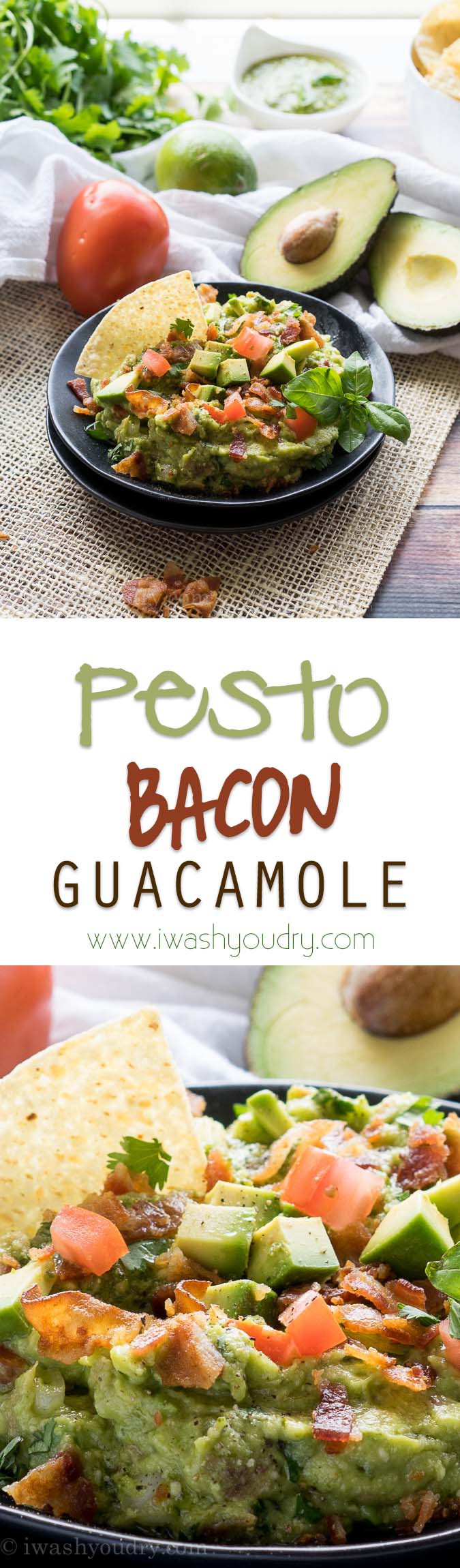 This Pesto Bacon Guacamole is such a fun way to make guacamole!